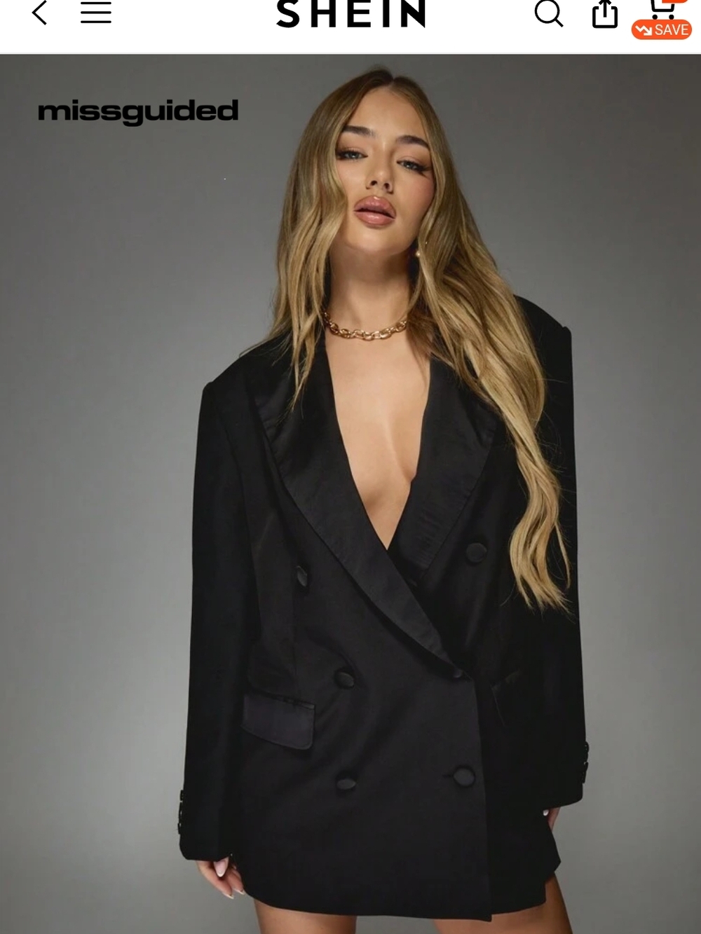 Missguided Black Double-Breasted Satin Lapel Blazer